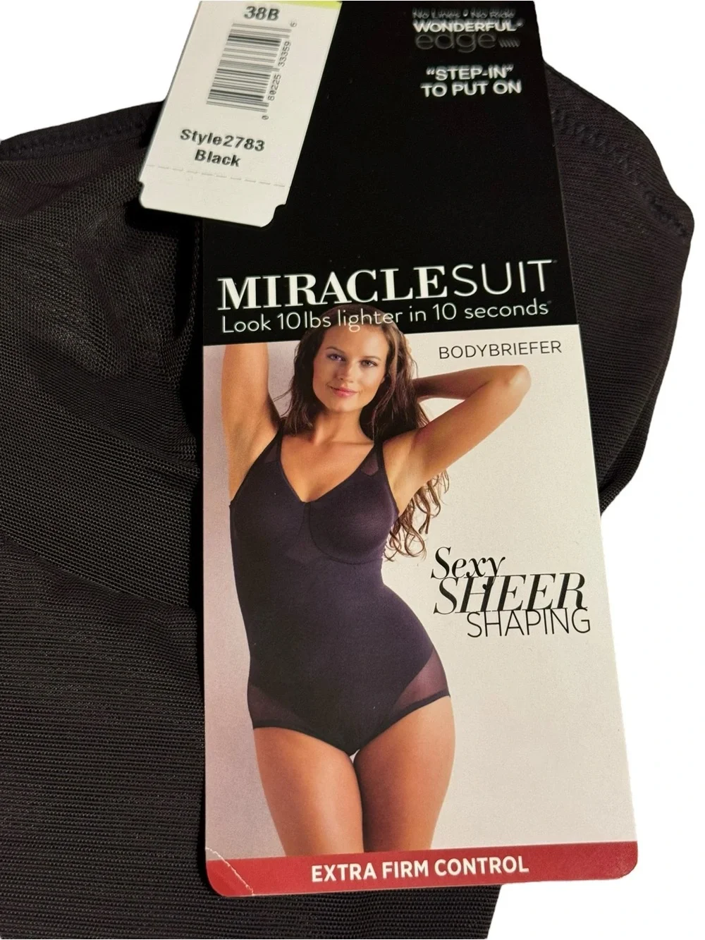 MiracleSuit Extra Firm Sexy Sheer Shaping Bodybriefer Sz 38B Black NWT